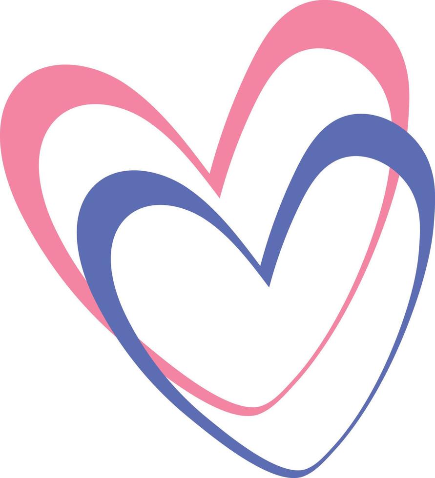 Illustration of two pink and blue hearts. vector