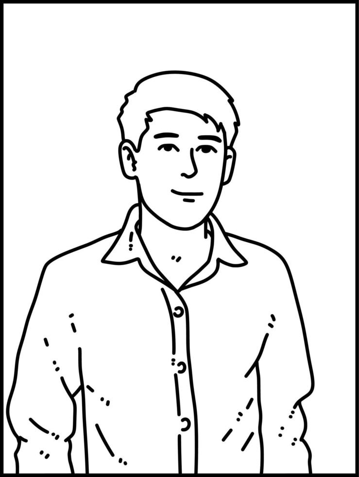 vector illustration of cute man cartoon for coloring