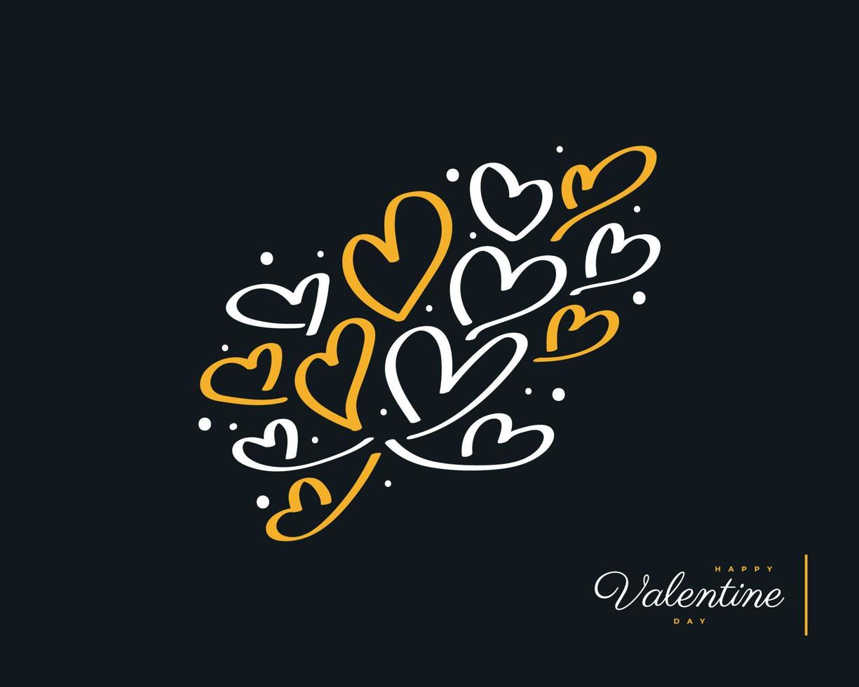 Linda ilustración de corazón de garabato blanco y amarillo para el elemento de San Valentín. fondo del día de san valentín para papel tapiz, volantes, invitación, afiches, folletos, pancartas o postales vector