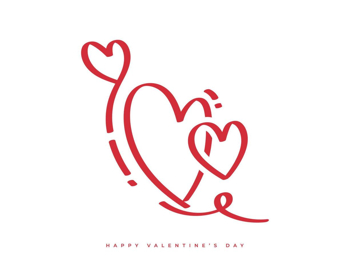 linda ilustración de corazones rojos aislada sobre fondo blanco. fondo del día de san valentín para papel tapiz, volantes, invitación, afiches, folletos, pancartas o postales vector