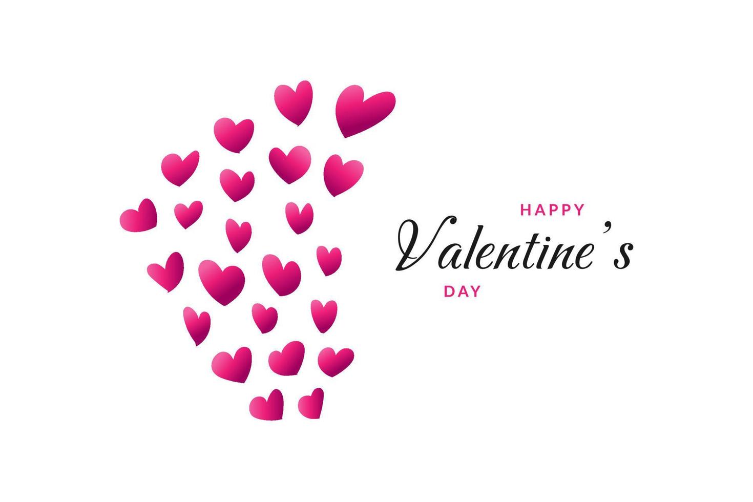 Pink Flying Hearts with Happy Valentine's Day Greetings Isolated on White Background. Valentine's Day Background for Wallpaper, Flyers, Invitation, Posters, Brochure, Banner or Postcard vector