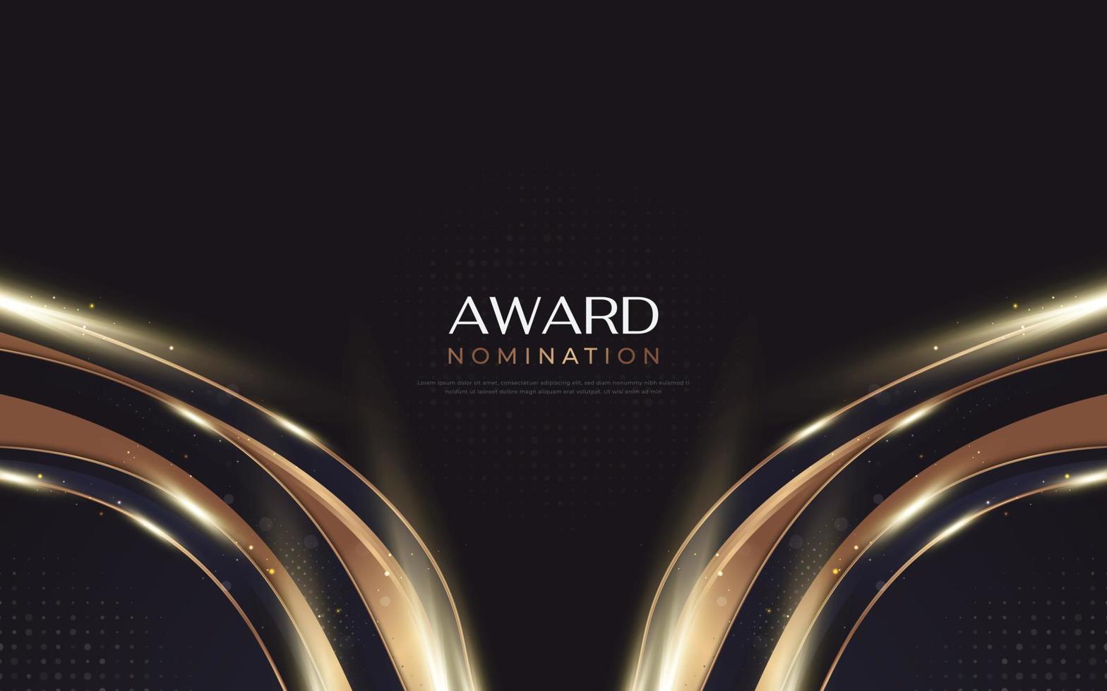 Luxurious and Elegant Blue and Gold Wavy Background with Golden Lines and Glowing Light. Can be Used for Award, Banner, Card, Nomination, Ceremony, Formal Invitation or Certificate Design vector