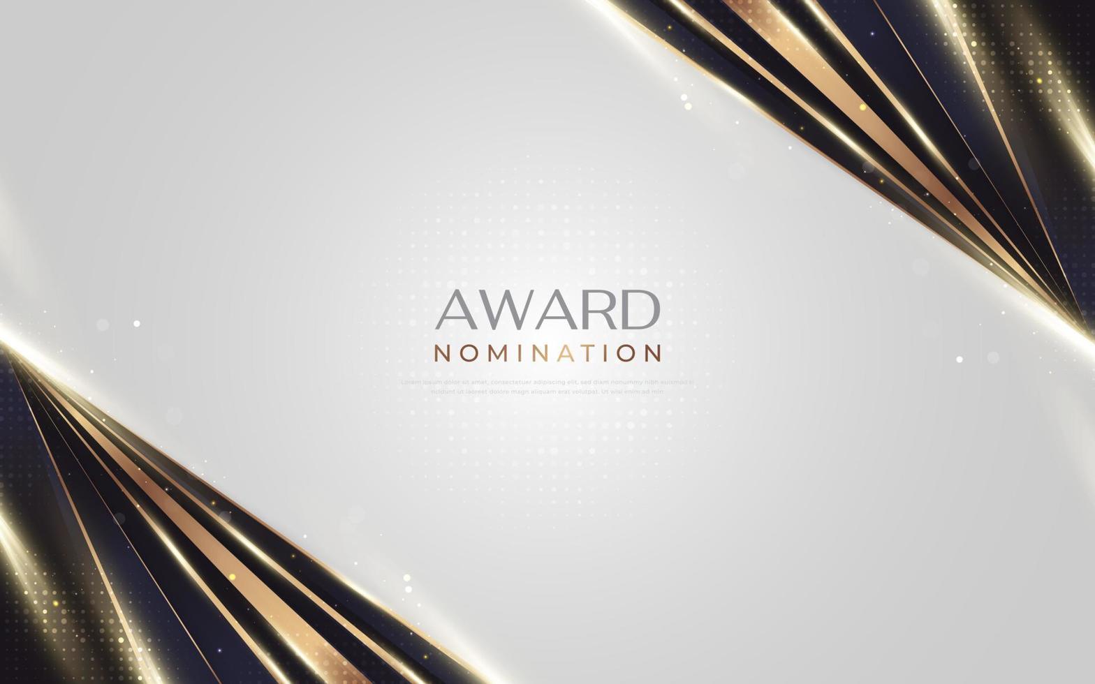Luxurious and Elegant White, Black and Gold Background with Golden Lines and Glowing Light. Can be Used for Award, Banner, Card, Nomination, Ceremony, Formal Invitation or Certificate Design vector