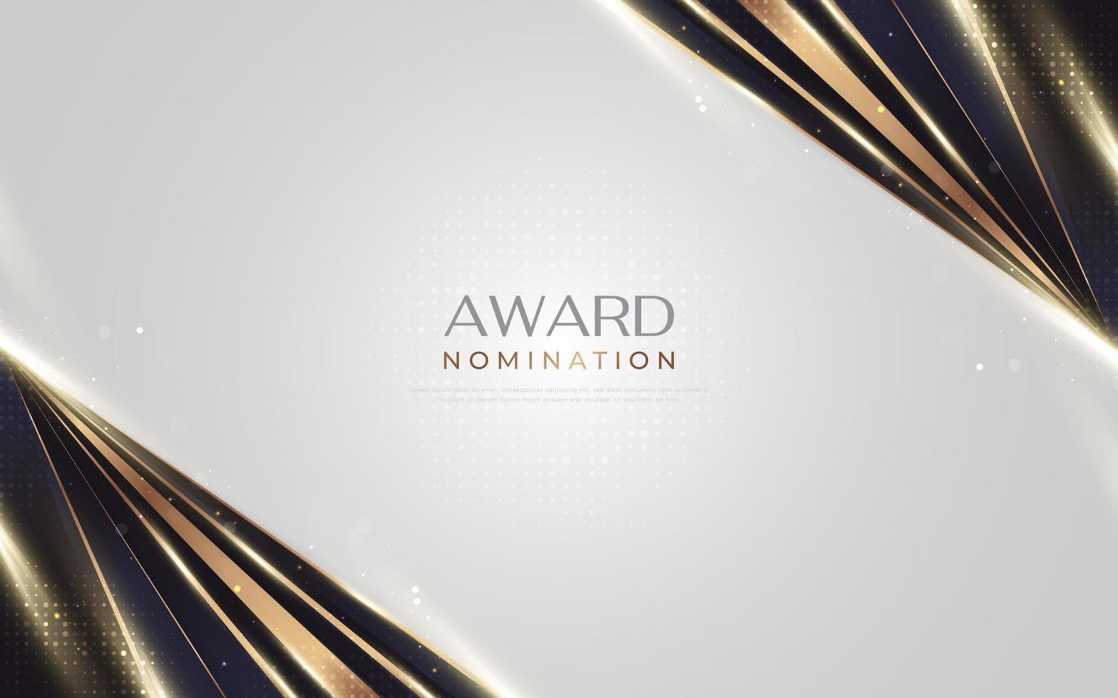 Luxurious and Elegant White, Black and Gold Background with Golden Lines and Glowing Light. Can be Used for Award, Banner, Card, Nomination, Ceremony, Formal Invitation or Certificate Design vector