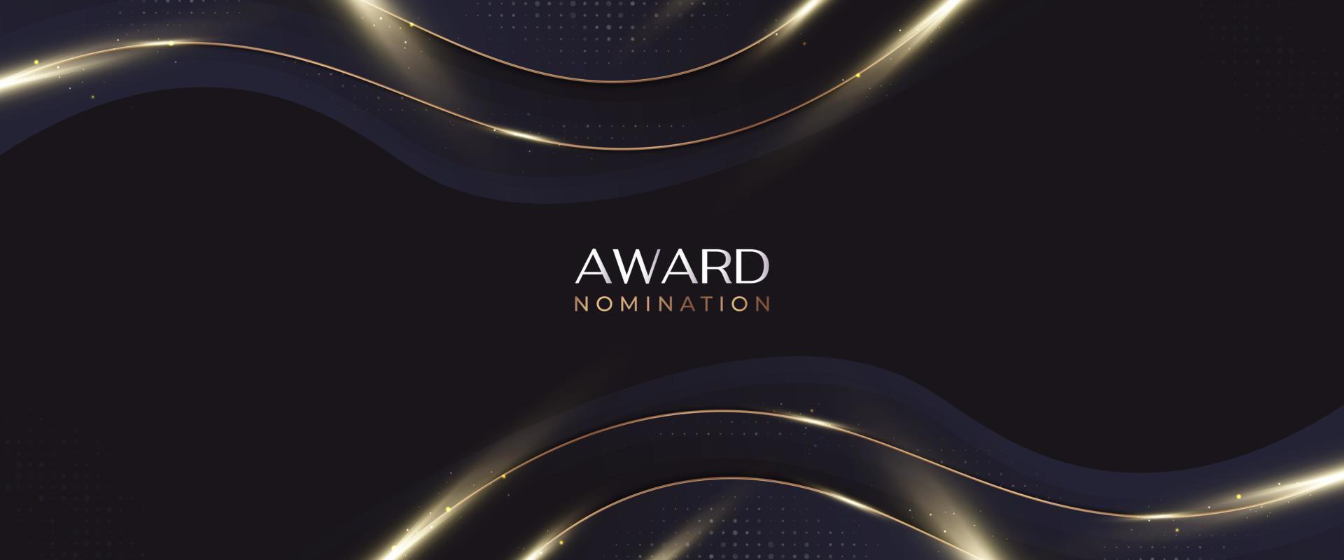 Luxurious and Elegant Blue and Gold Wavy Background with Golden Lines and Glowing Light. Can be Used for Award, Banner, Card, Nomination, Ceremony, Formal Invitation or Certificate Design vector