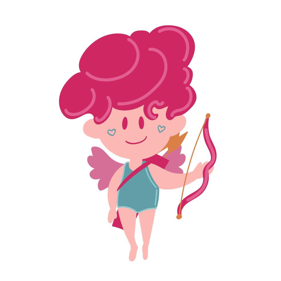 pequeño cupido divertido. ilustración de un día de san valentín. ángel bebé amur. ilustración vectorial en un estilo de dibujos animados. aislado sobre fondo blanco. vector