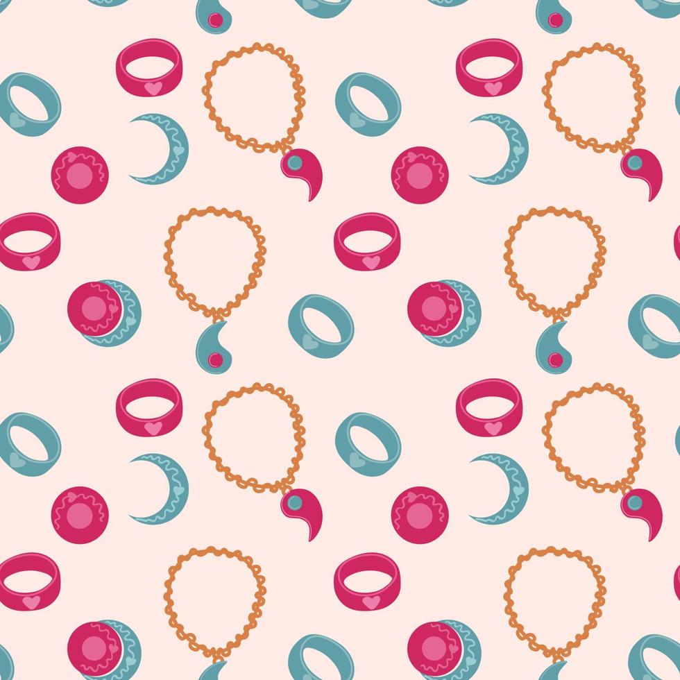 Jewelry seamless pattern, line illustration. Vector flat icons of