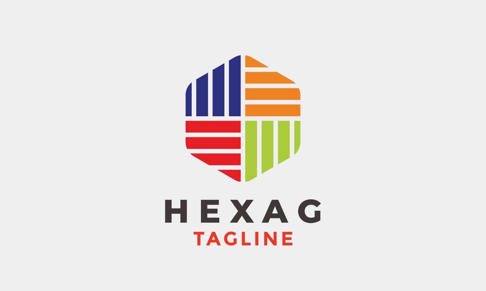 logo hexágono colorido minimalismo concepto vector