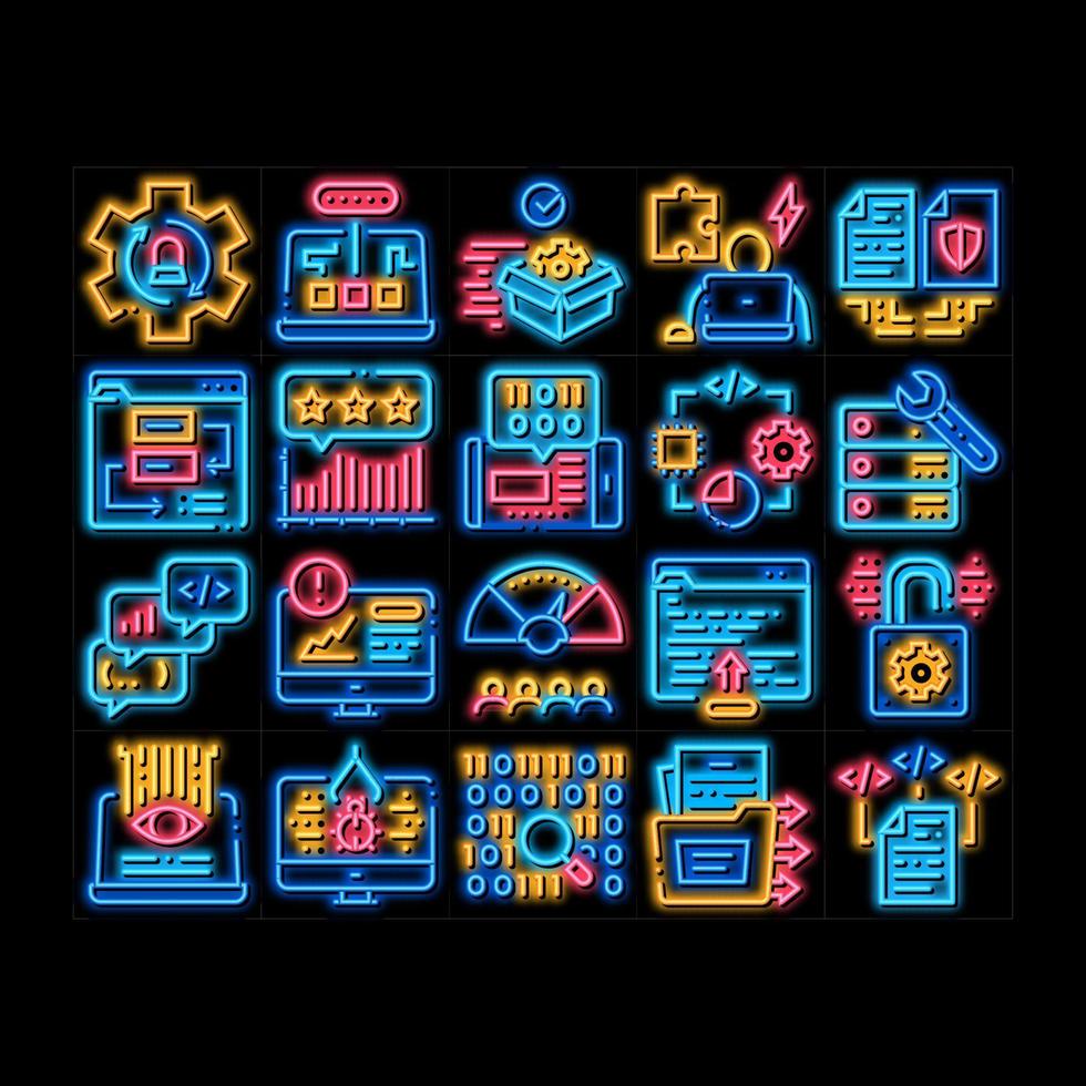 conjunto de iconos de prueba y análisis de software vector