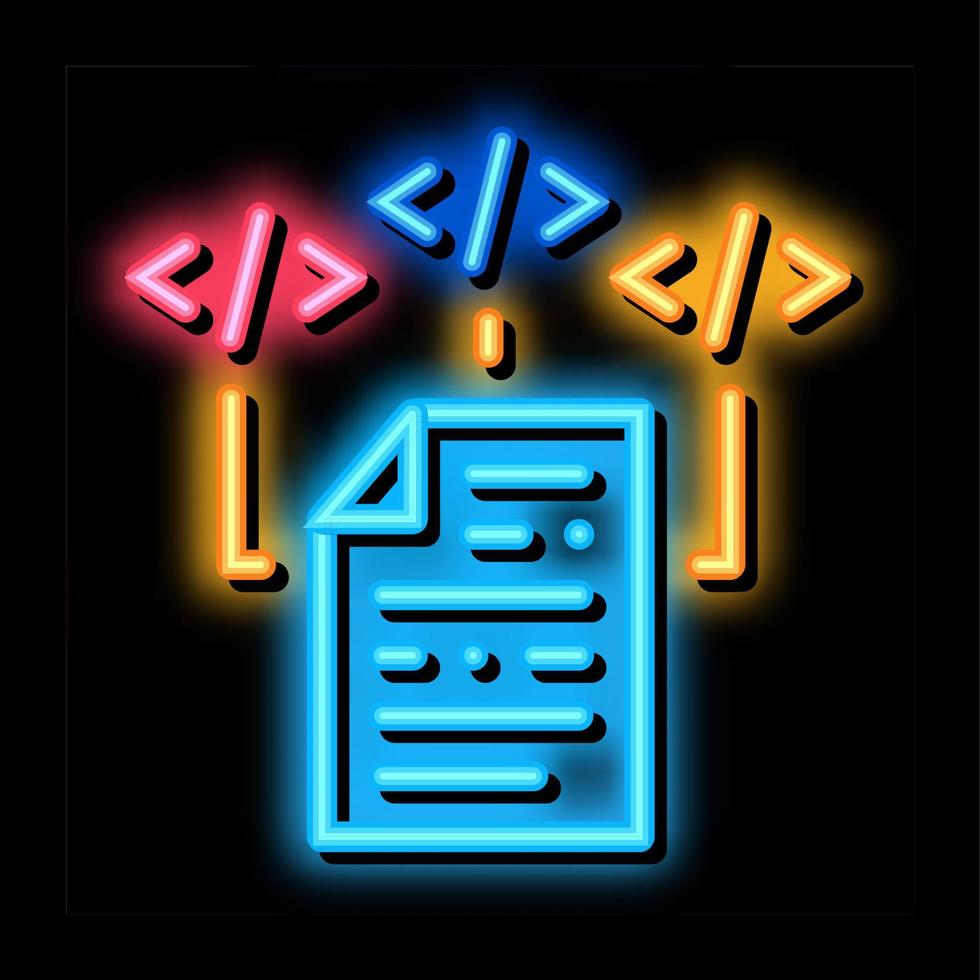 programming code file neon glow icon illustration vector