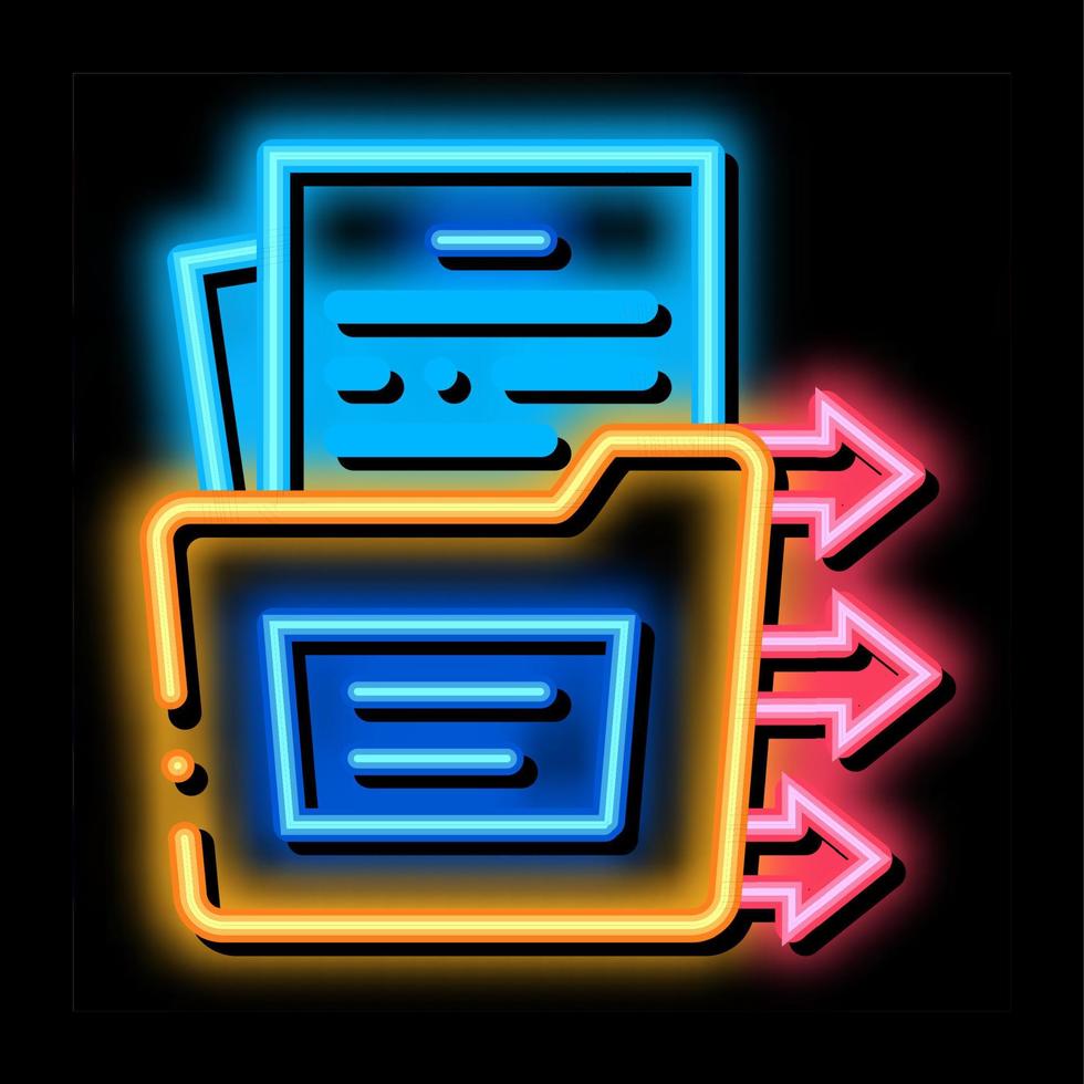 document in folder neon glow icon illustration vector