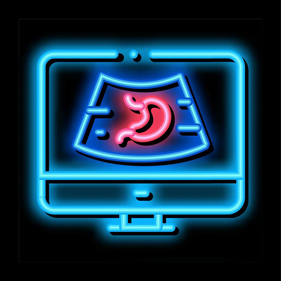 computer diagnostics of stomach neon glow icon illustration vector