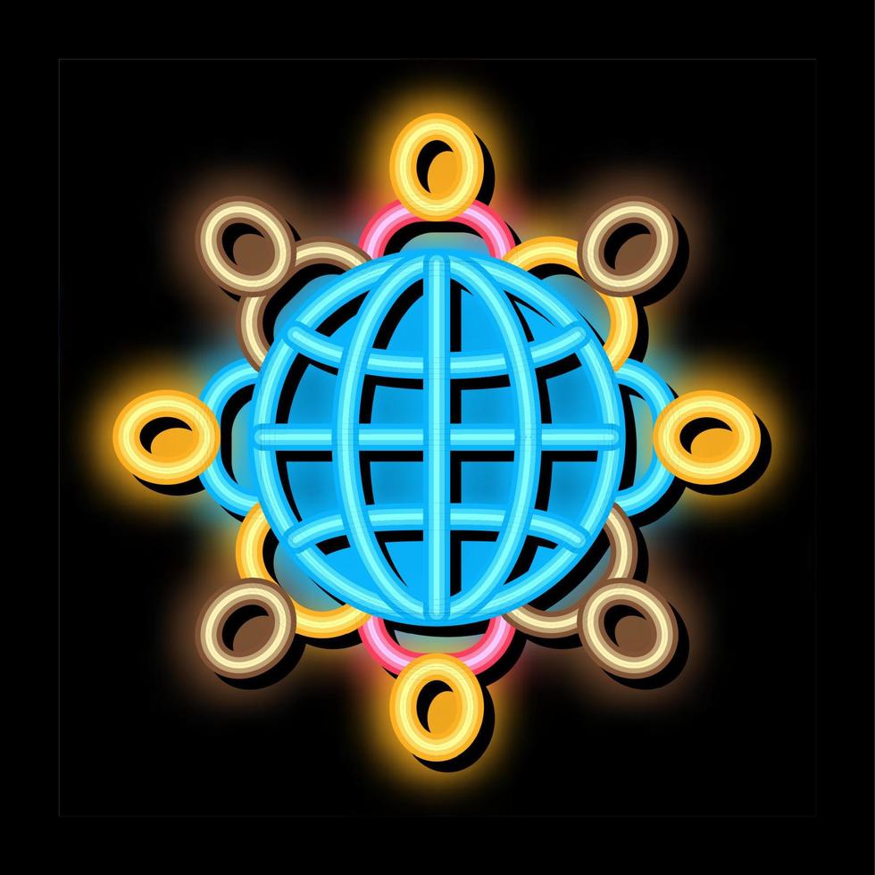 world racial tolerance neon glow icon illustration vector