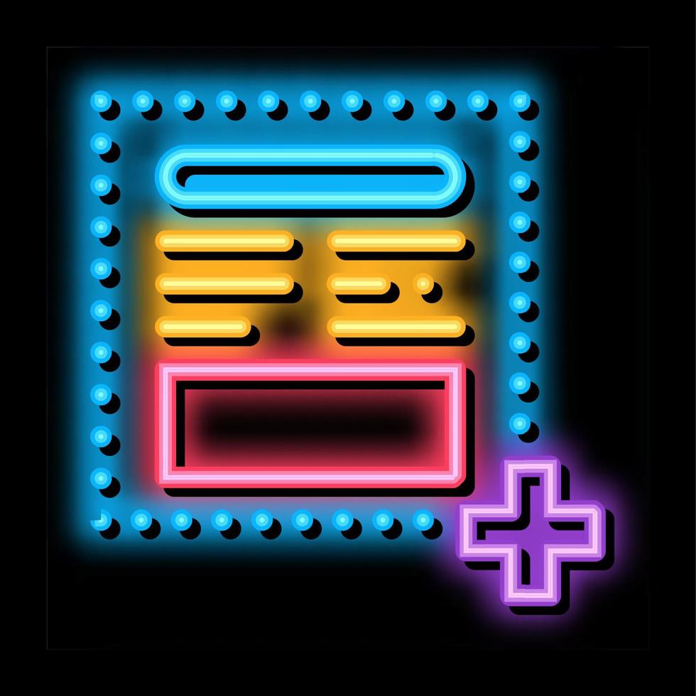 add new article on web site neon glow icon illustration vector