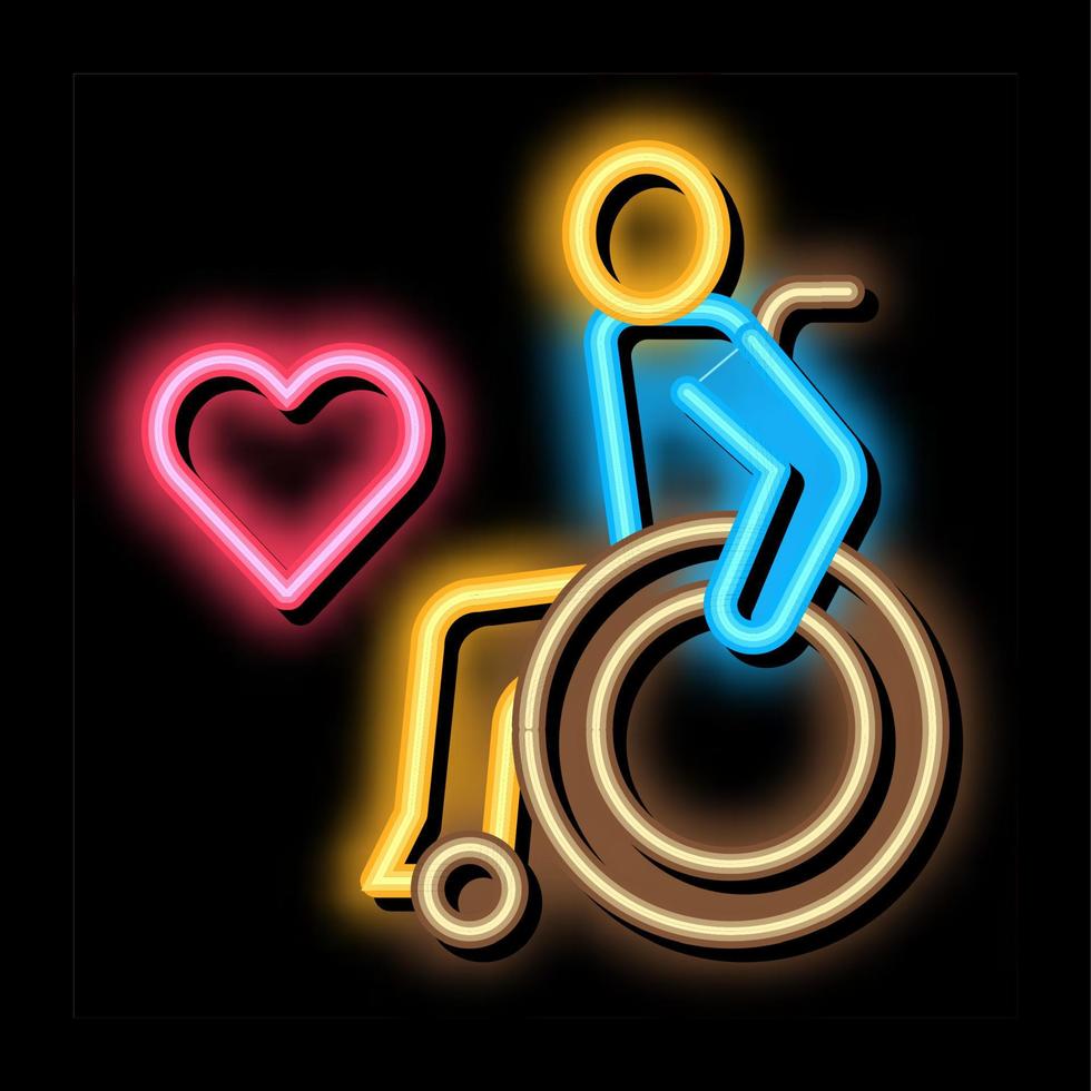 tolerancia a las personas con discapacidad ilustración de icono de brillo de neón vector