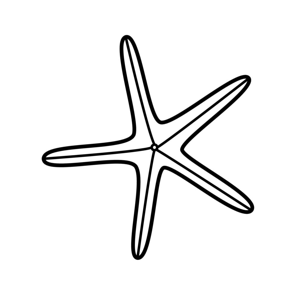 Starfish Icon, single isolate on a white background. Vector illustration wildlife of the underwater world doodle sketch.