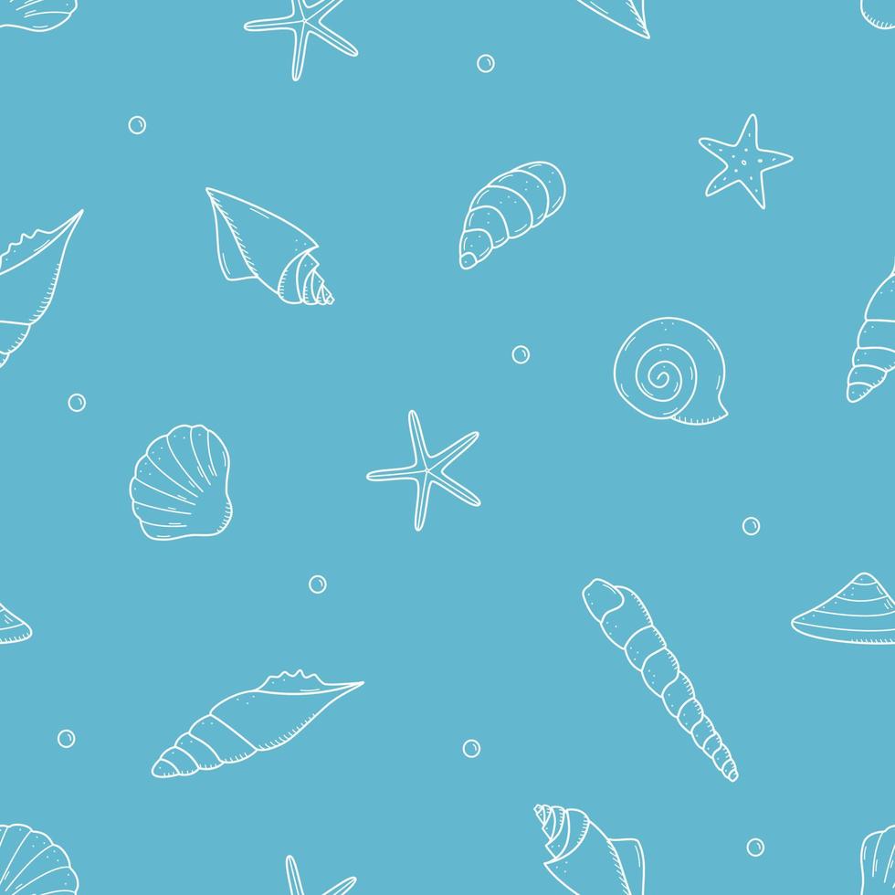 Seamless pattern background of seashells. Vector illustration texture wallpaper marine concept.