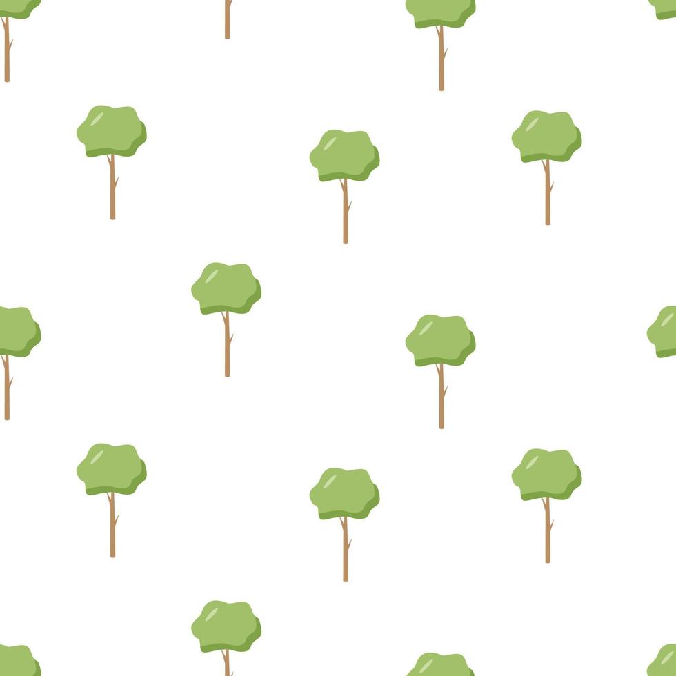 Seamless Pattern trees with a green crown, vector illustration of a tree icon.