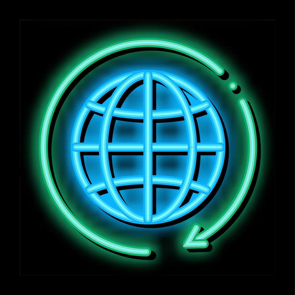 earth turn neon glow icon illustration vector