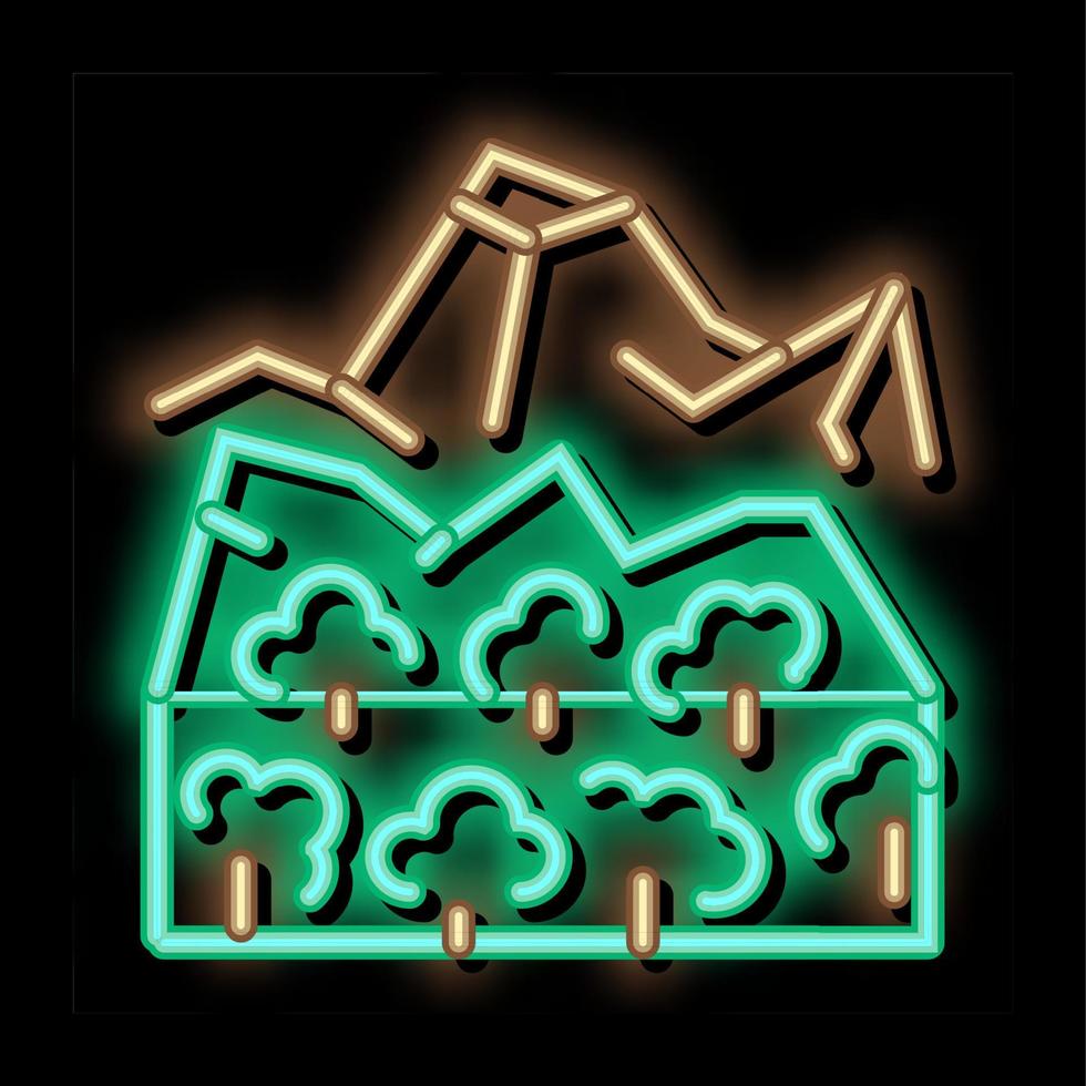 jungle forest and mountain neon glow icon illustration vector