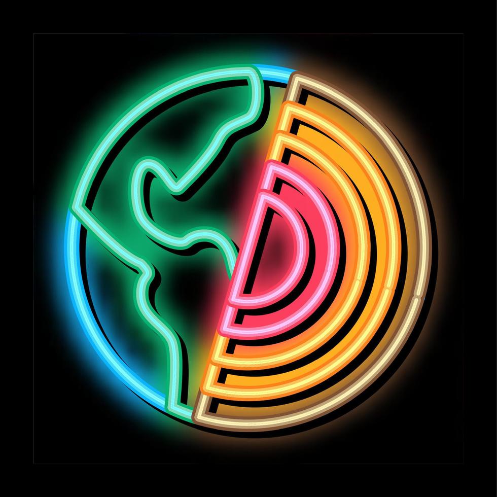 planeta subsuelo neon resplandor icono ilustración vector