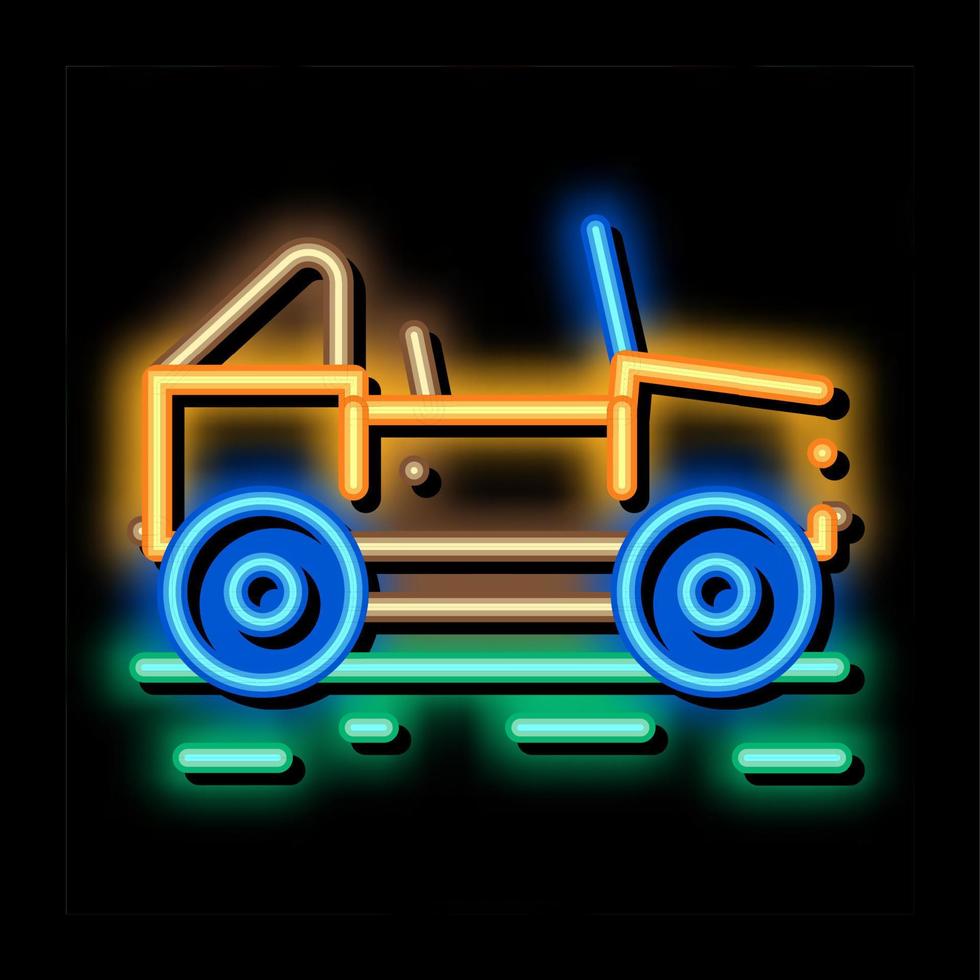 ilustración de icono de resplandor de neón de jeep de coche vector