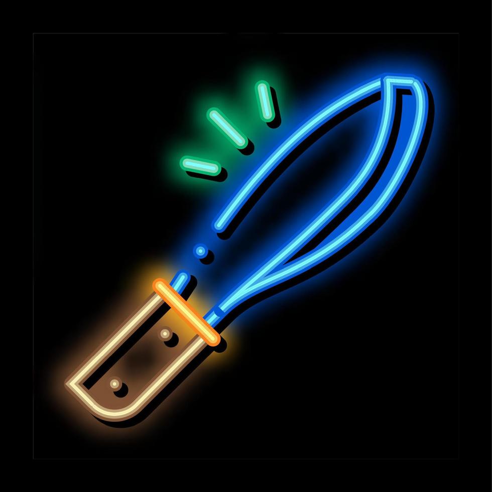 ilustración de icono de brillo de neón de herramienta de cuchillo vector