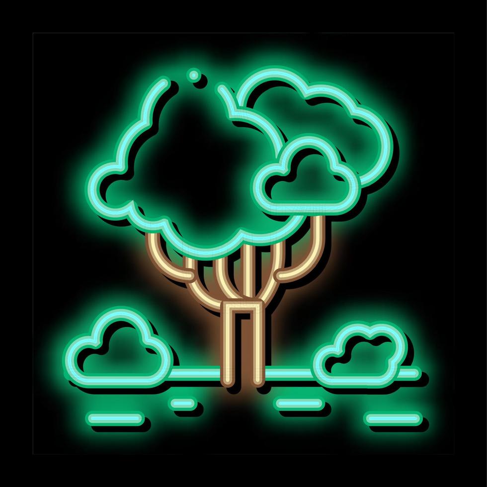 selva bosque árbol neón resplandor icono ilustración vector