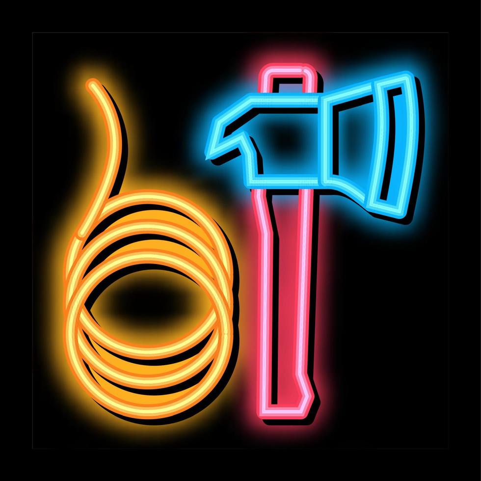 ax and rope neon glow icon illustration vector