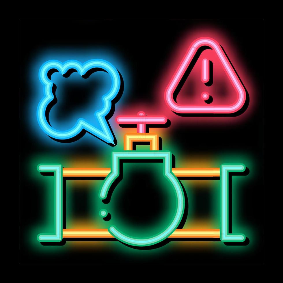 gas pipe break neon glow icon illustration vector