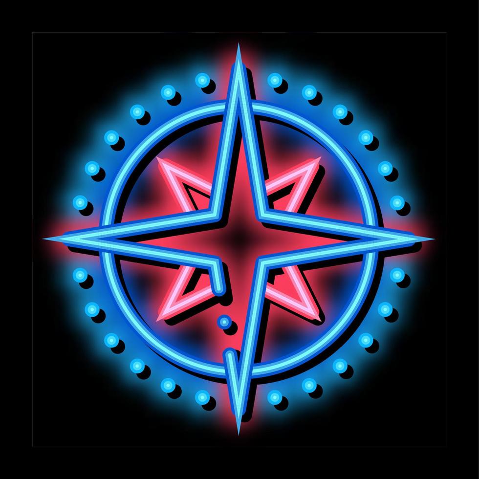 compass sign neon glow icon illustration vector