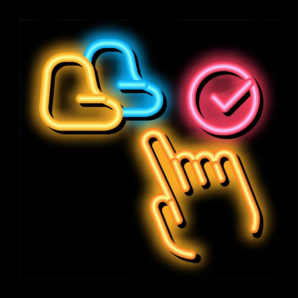 chair bag choice neon glow icon illustration vector