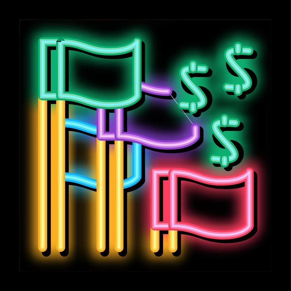 countries flags financial partnership neon glow icon illustration vector