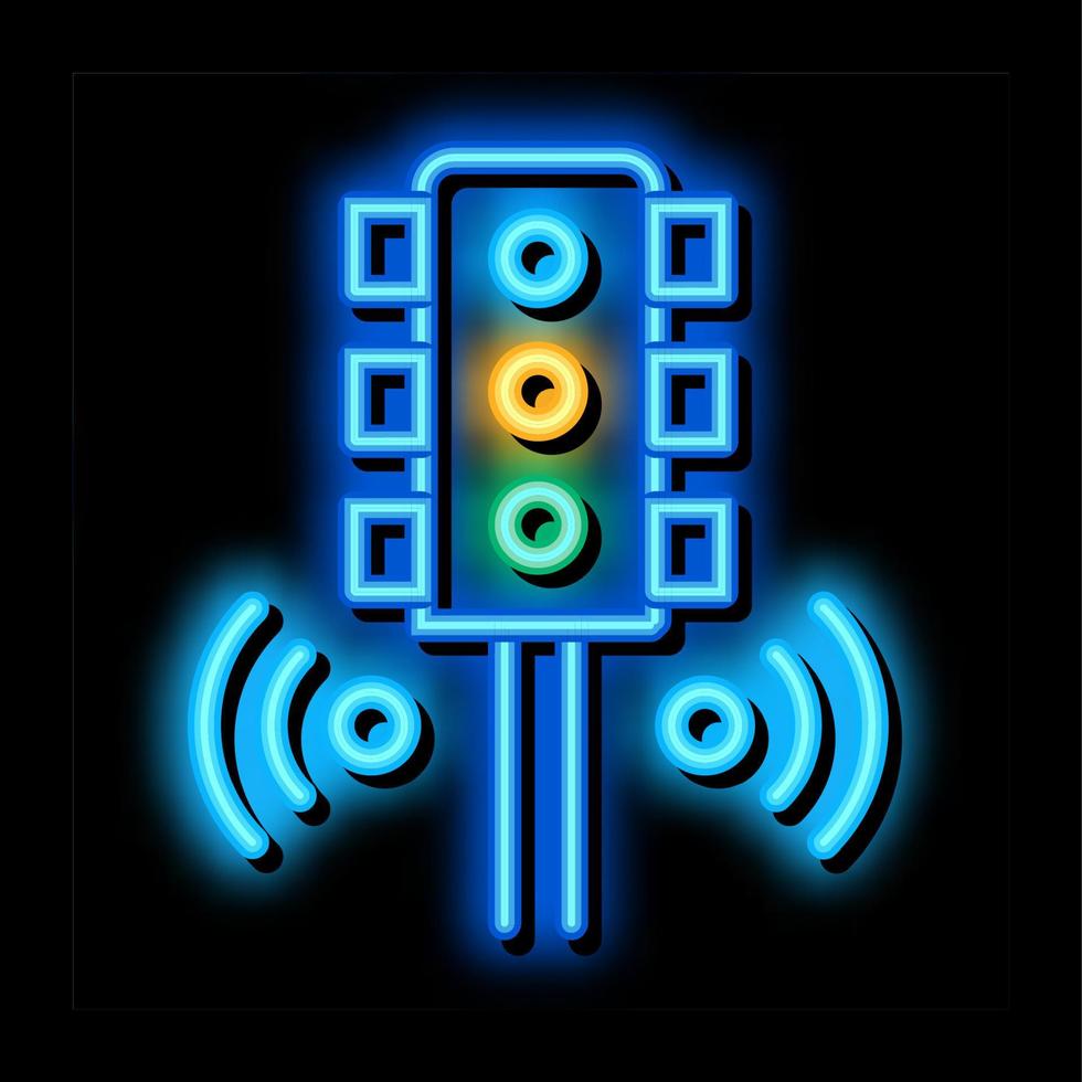 smart city traffic lights neon glow icon illustration vector