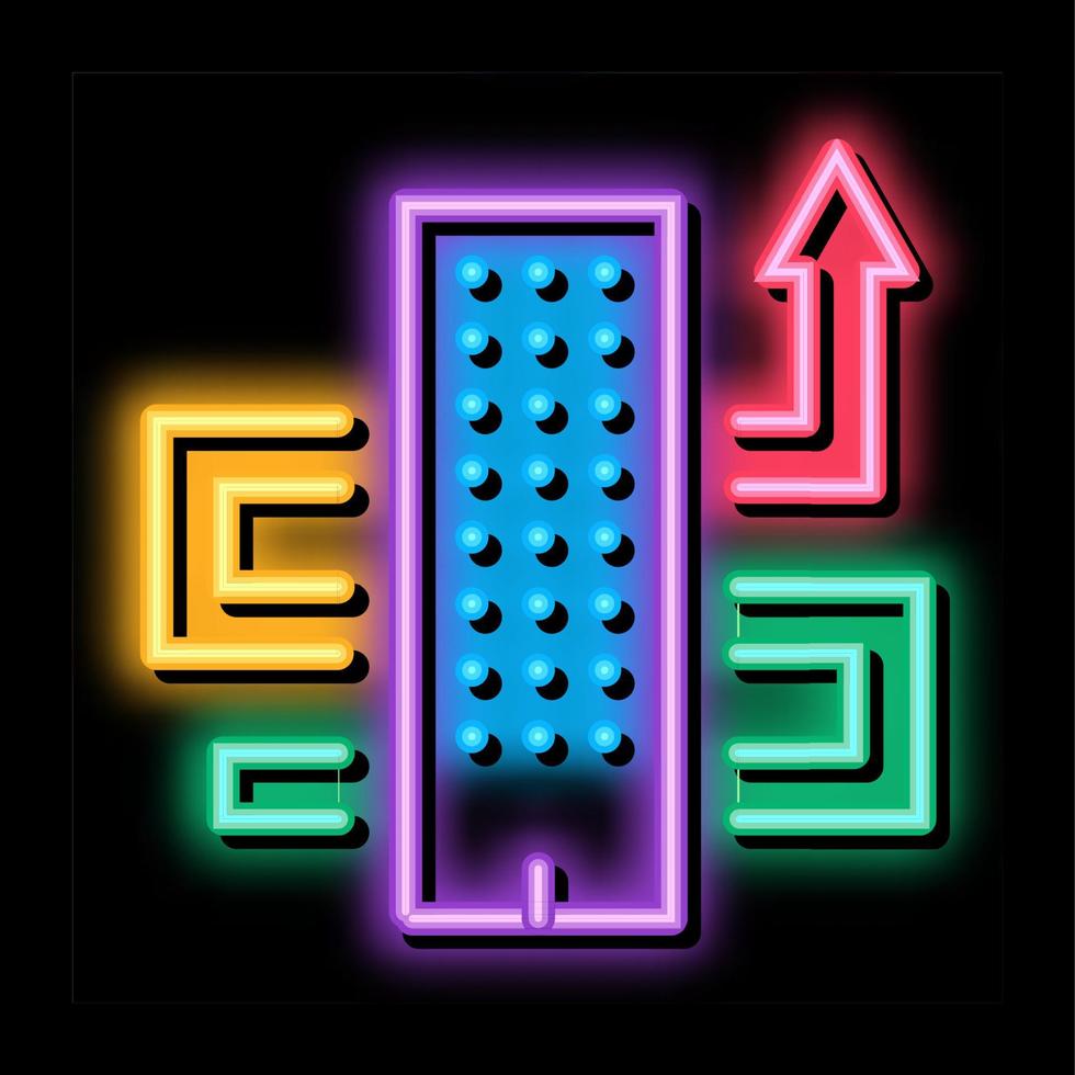 skyscraper and growing arrow neon glow icon illustration vector