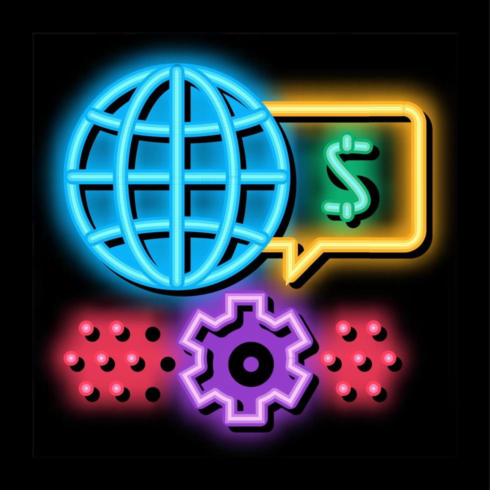 ilustración de icono de brillo de neón de dinero de mundo de trabajo vector