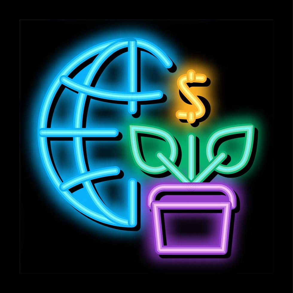 growth financial plant and sphere neon glow icon illustration vector