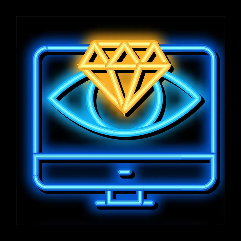 diamond vision computer screen neon glow icon illustration vector