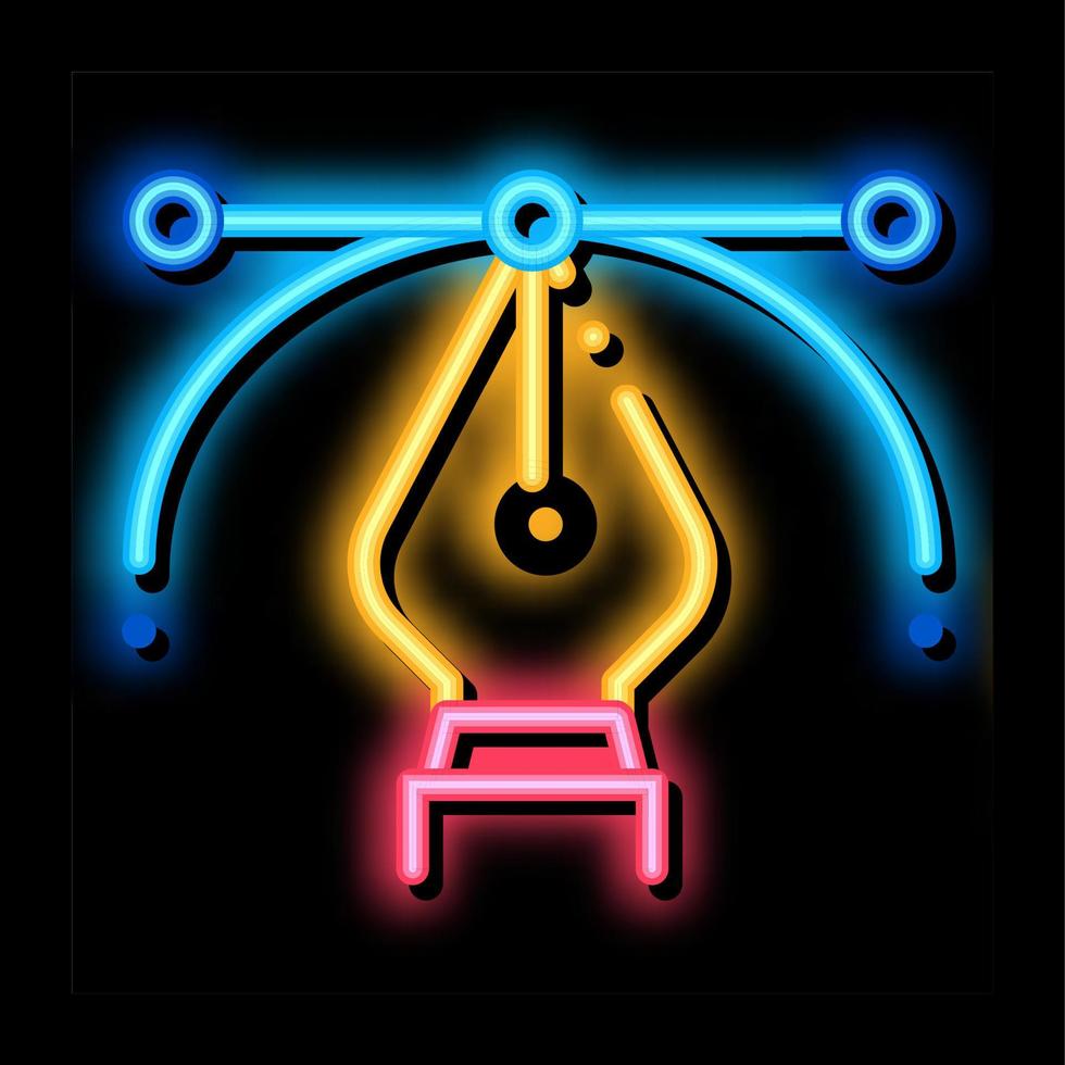 pen draw curves neon glow icon illustration vector