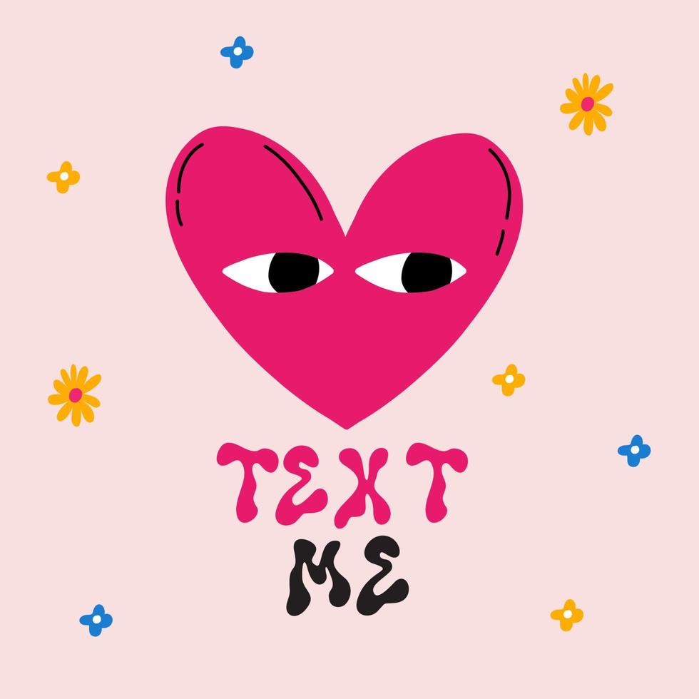 Valentines Day Card in modern doodle style. Vector illustration Hand drawn funky heart .