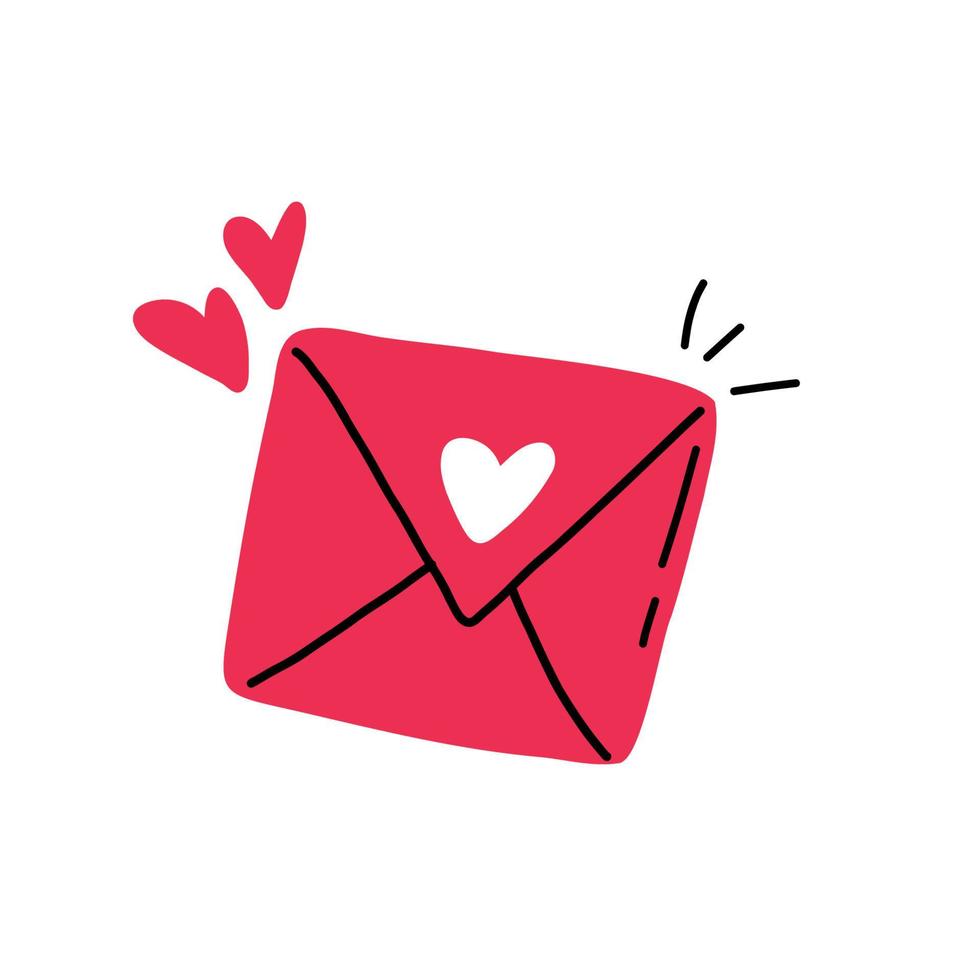 Hand drawn card envelope contains the heart. vector