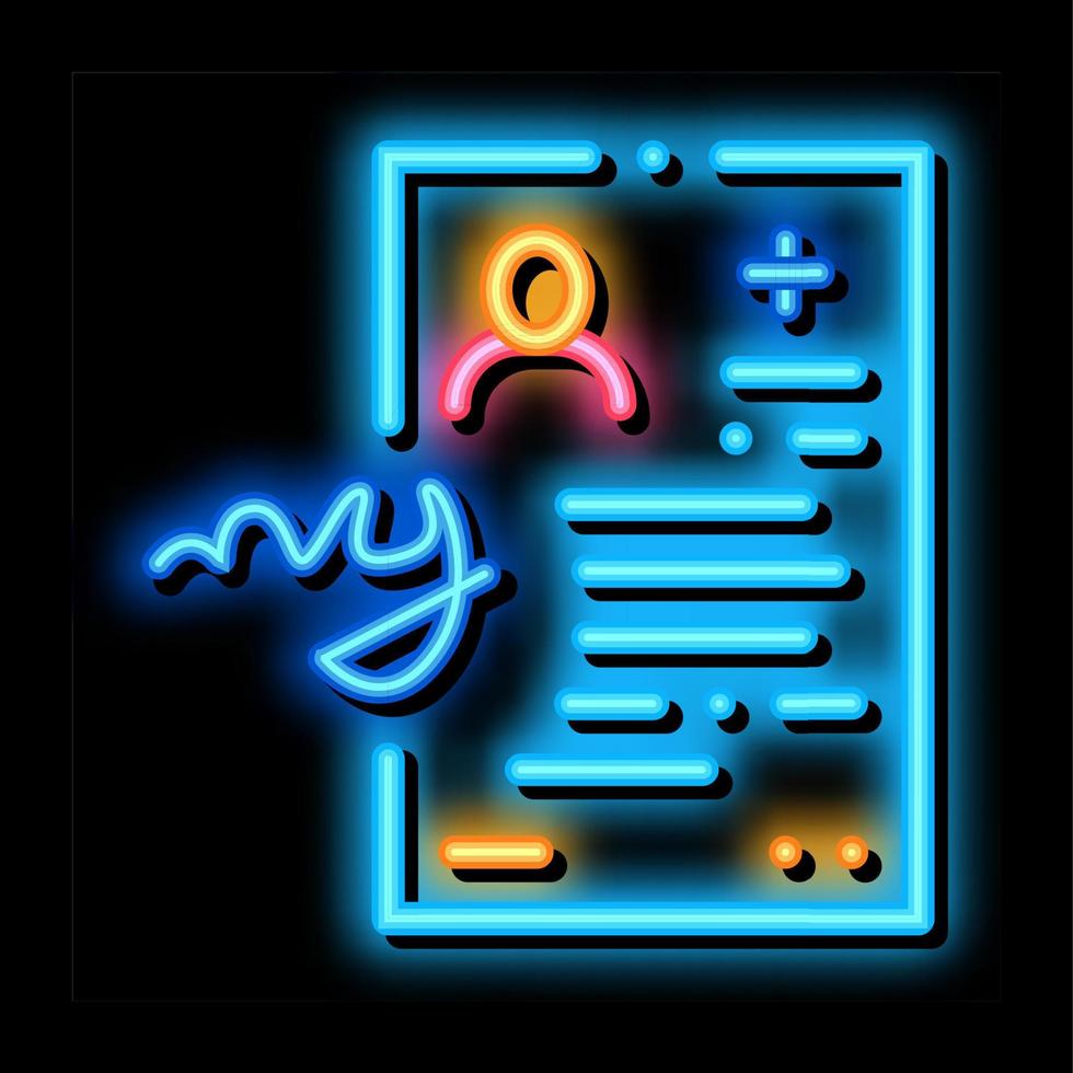 insurance agreement medical document neon glow icon illustration vector