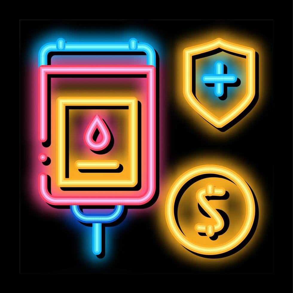 blood transfusion neon glow icon illustration vector