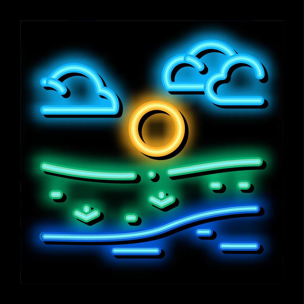 current river among urban city neon glow icon illustration vector