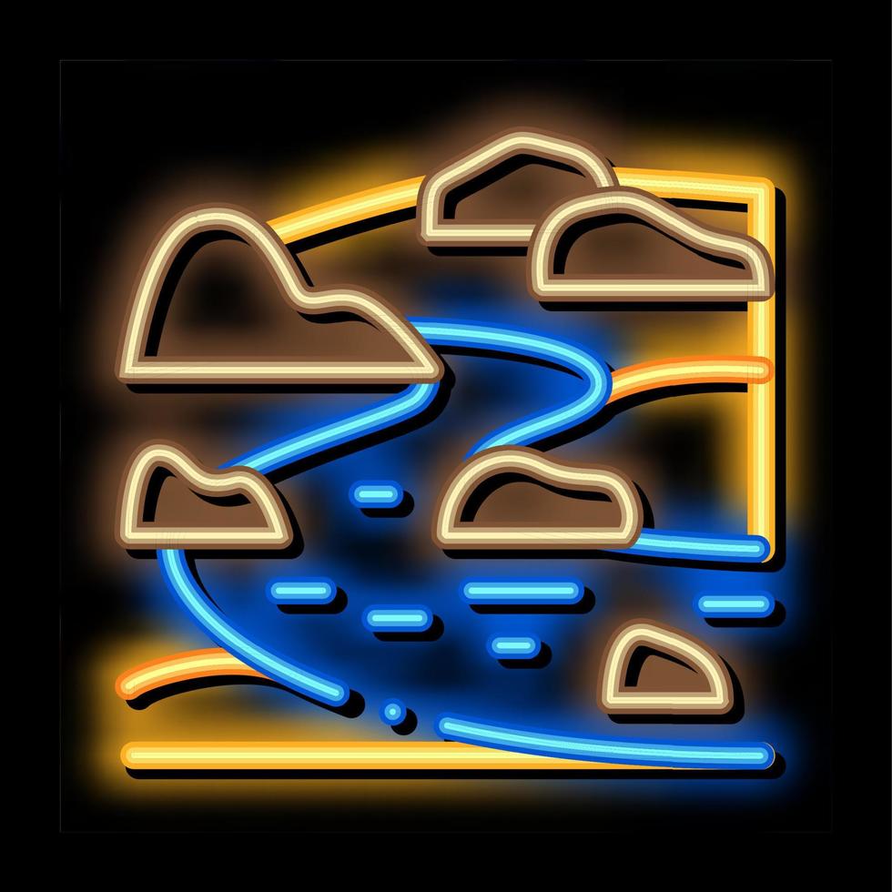 flowing river neon glow icon illustration vector