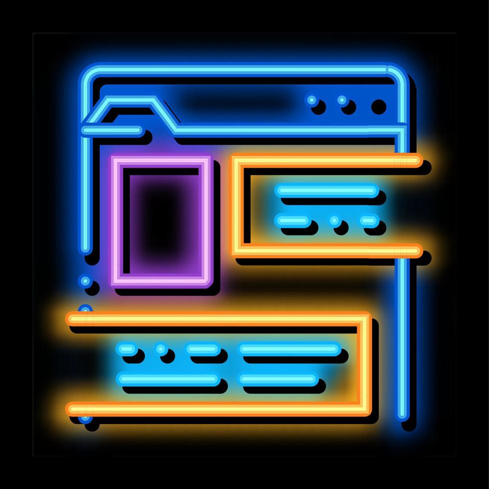 information document folder neon glow icon illustration vector