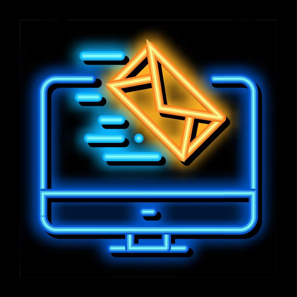 received letter to computer neon glow icon illustration vector