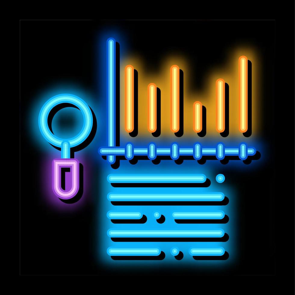 study bar graph search engine optimization neon glow icon illustration vector