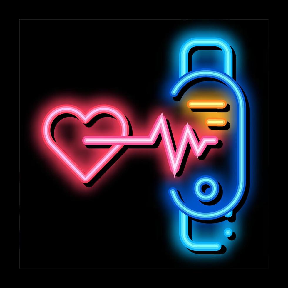 fitness bracelet heart beat neon glow icon illustration vector