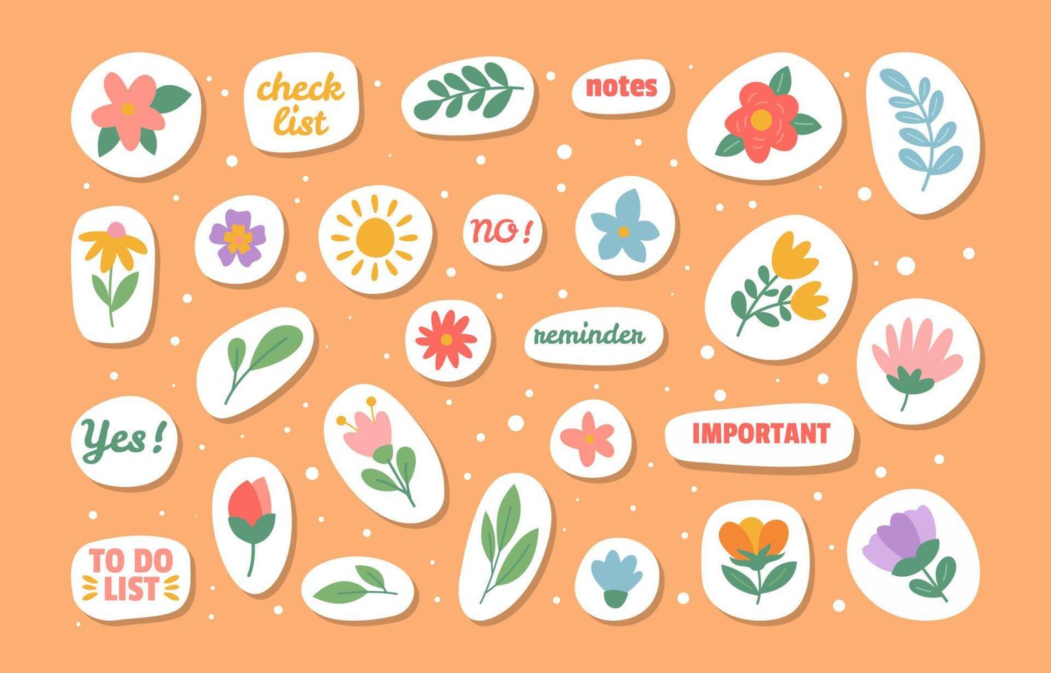 Spring Doodle Element Journal Sticker vector